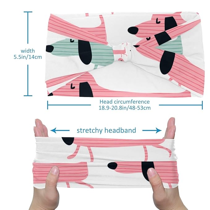 Funny Dachshund Dogs Headbands for Women's Hair,Soft Elastic Bandeau Hair Bands Makeup Yoga Workout Running Sweat Hair Wraps Fashion Hair Accessories