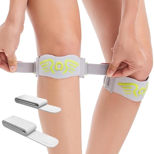 2 Pack Patella Knee Strap Band for Knee Pain Knee Support Patella Stabilizer Braces Tendon Ergonomic Silicone Pad (with 2 adjustable straps, one long & one short)