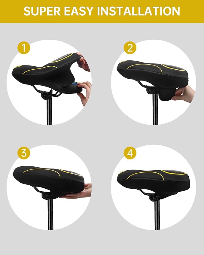 Bike Seat Cover for Men & Women Comfort, Narrow Bike Seat Cushion Cover, Padded Seat Cover for Bike, Soft Bicycle Seat Covers for BMX, Exercise Bikes, Indoor and Outdoor Cycling Seat Cover