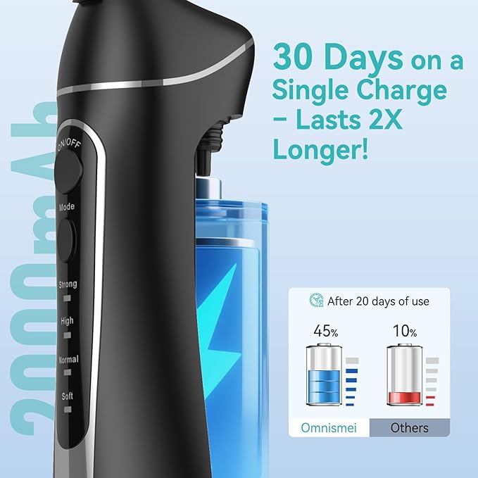 Water Dental Flossers for Teeth, 300ML Cordless Portable Electric Water Flosser, 4 Modes Oral Irrigator, Waterproof Rechargeable Water Floss for Deep Cleaning, Plaque Remover,Braces Home Travel Use
