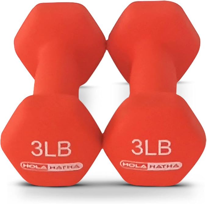 HolaHatha 2, 3, 5, 8, and 10 Pound Neoprene Dumbbell Free Hand Weight Set with Rack, Ideal for Home Exercises to Gain Tone and Definition, Pastel