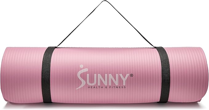 Sunny Health & Fitness Non-Slip Yoga Mat – Durable, Anti-Tear, Lightweight, Cushioned Support for Yoga, Pilates, Stretching Exercises, Meditation and Floor Workouts | Multiple Sizes & Colors