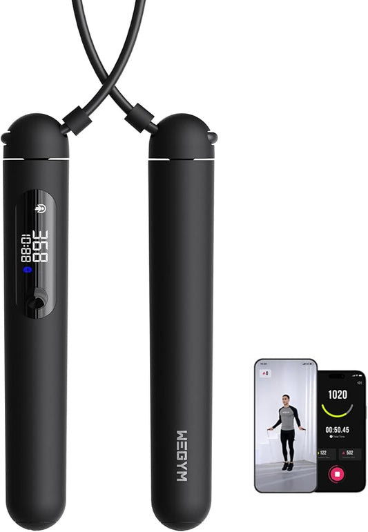 Smart Jump Rope for Men Women, Adjustable Jump Rope for Indoor Outdoor Workout, Jump Counting, Tracking - Data Analysis LED Display Screen Rechargeable Skipping Rope Fitness Gift for Adults Kids