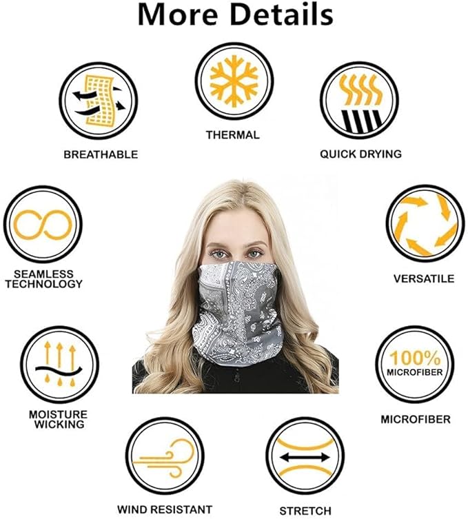 Headband Neck Gaiter Head Wrap Headwear Face Mask Magic Scarf Bandana for Men and Women