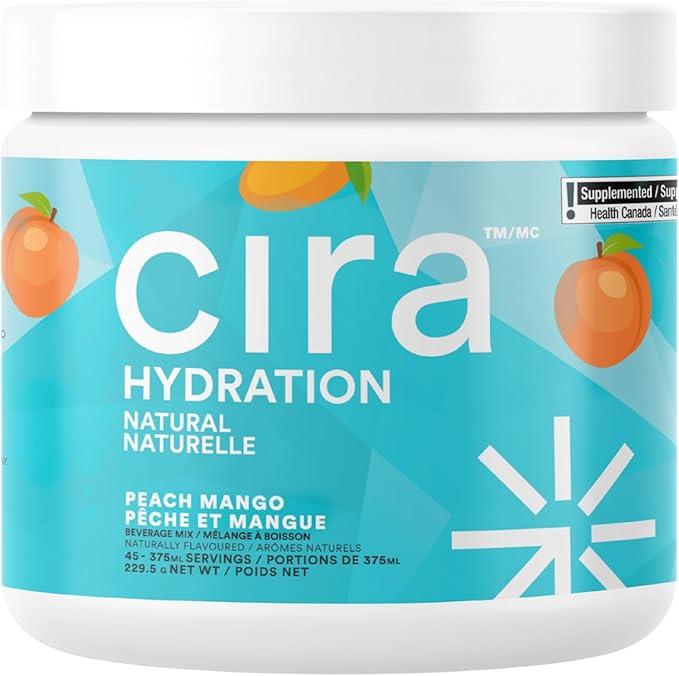 Cira Hydration Powder (45 Servings) - Natural Electrolyte Powder & Drink Mix, Naturally Flavored & Sweetened with Stevia & Himalayan Salt - Peach Mango