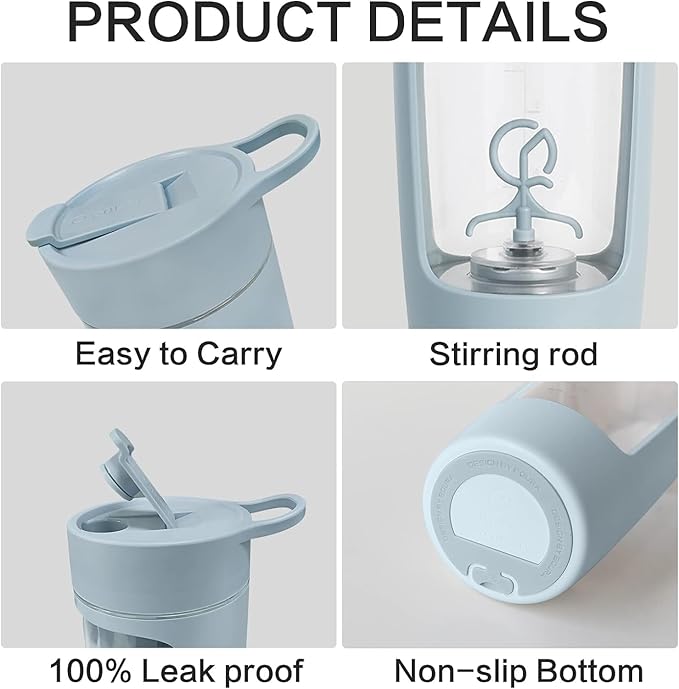 JOTER & LIBEAR Electric Shaker Bottle, Made with Tritan - BPA Free - Portable Mixer Cup/USB Rechargeable Shaker Cups for Protein Shakes and Meal Replacement Shakes, 22 oz (Blue)