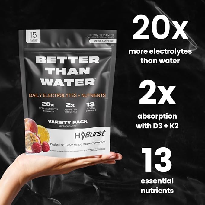 Electrolyte & Vitamin Supplement Powder, Drink Mix with B12, L-Theanine, D3, K2, Zinc, Magnesium, Potassium, Supports Calm Focus & Energy, Variety Pack 1, 15 Pack