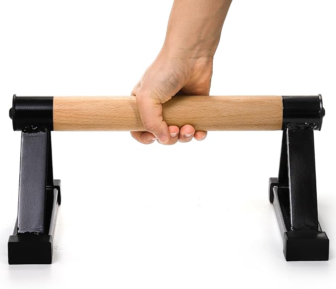 TOPZEA Wood Push Up Bars, Solid Wooden Parallettes Bars with Sturdy Steel Bracket Anti-slip Handstand Bars for Calisthenics, Fitness, At Home Gym Floor Workouts Equipment, Support Max 600 lbs, Black