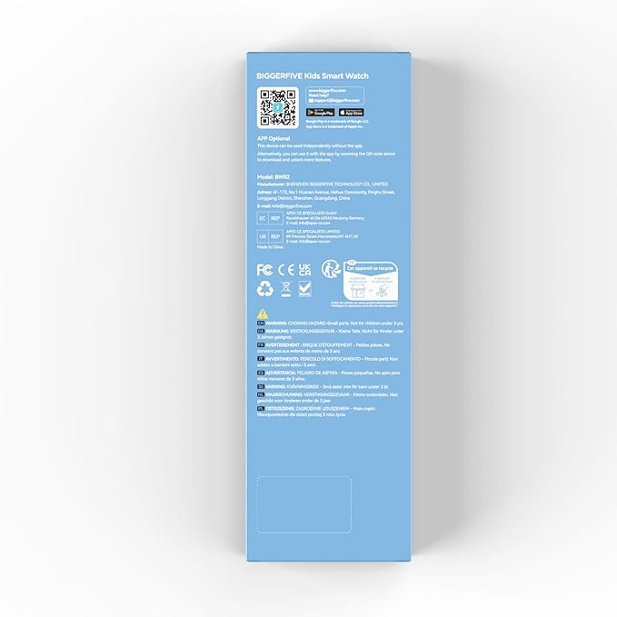 BIGGERFIVE Smart Watch for Kids, 1.8" Fitness Tracker Watch Pedometer, Heart Rate, Sleep Monitor, IP68 Waterproof, Calorie Step Counter, Puzzle Games with/Without APP for Girls Boys Teens 5-16, Black