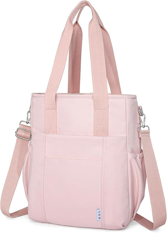 NOL Insulated Lunch Bag for Women, Large Spacious Lunch Tote Bag With Removable Adjustable Shoulder Strap with Multi Pockets,Leakproof Cooler Bag,Lightweight Nylon Waterproof Lunch Box For Work,Pink