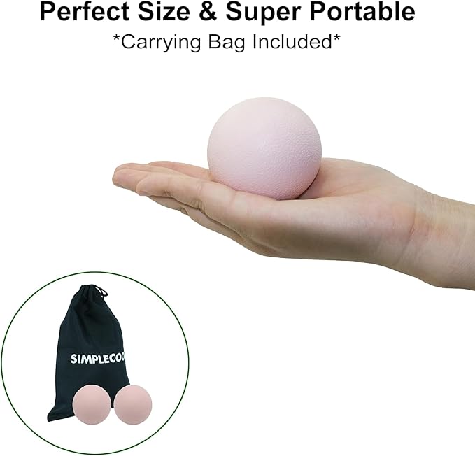 Hard Lacrosse Ball Massage Ball Therapy. Firm Trigger Point Massager Tool for Deep Tissue Yoga Physiotherapy Myofascial Release Muscle Relax Plantar Fasciitis Pain Relief (2 Pack) (Pink)