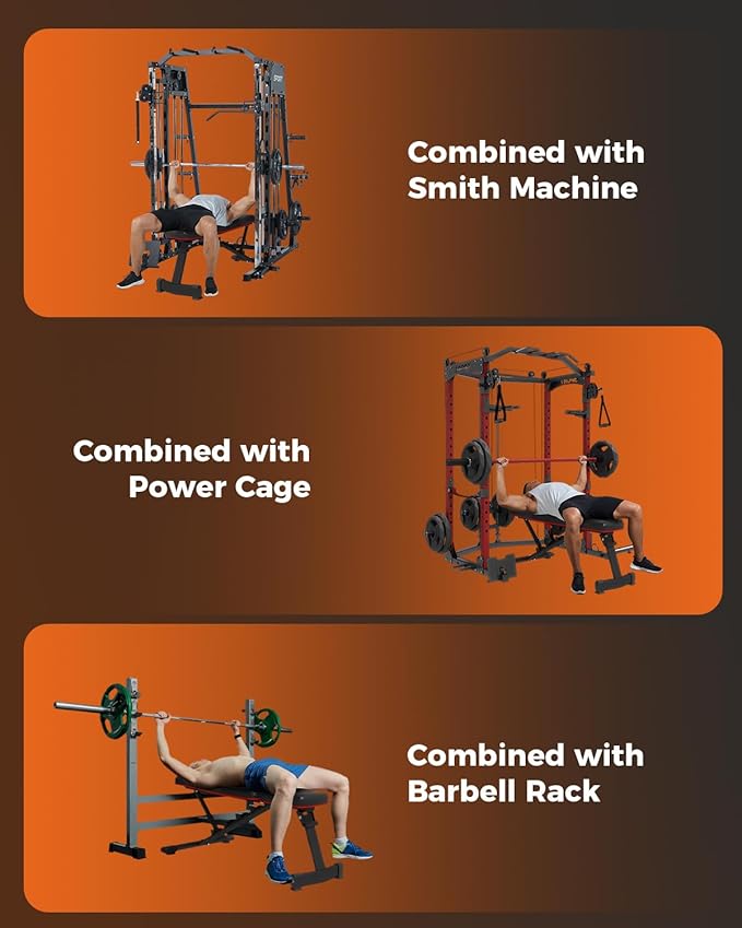 Adjustable Weight Bench for Home Gym, Foldable Workout Bench with 5 Backrests, 660LBS Stable Incline Decline Bench for Full Body Workout, 2 Sec Fast Folding Strength Training Sit Up Bench