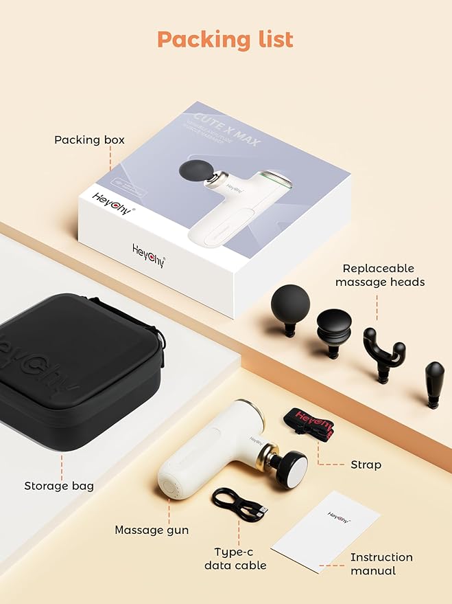 Mini Massage Gun Deep Tissue with Heat, Portable Percussion Muscle Massager for Pain Relief Muscle Relaxtion with Carry Case for Athletes & Home Use