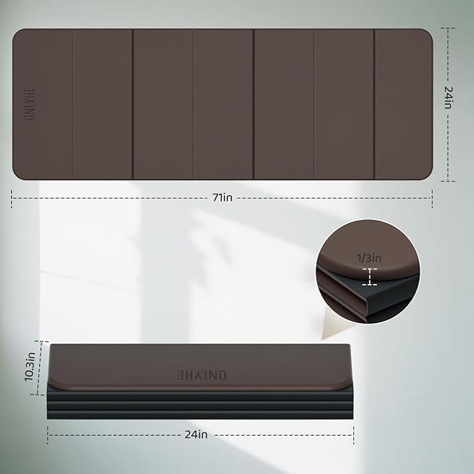 Foldable Yoga Mat,Exercise Mats for Home Workout,Comfortable and Durable,8mm Thick-Portable Folding Mat,Non Slip,Pilates Mat Thick,Outdoor Use,Meditation,Travel,Camping(71"x24" x0.31")