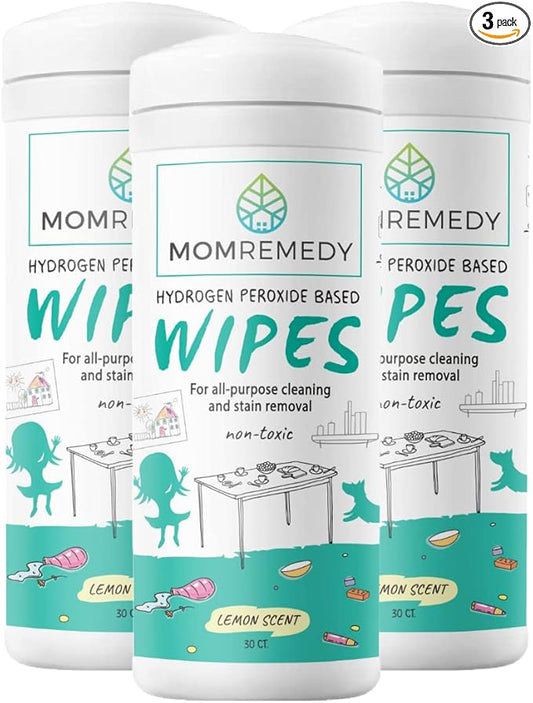 MOMREMEDY Hydrogen Peroxide Cleaning Wipes | All Purpose Cleaner and Stain Remover | Multipurpose for Kitchen, Bathroom, All Surfaces