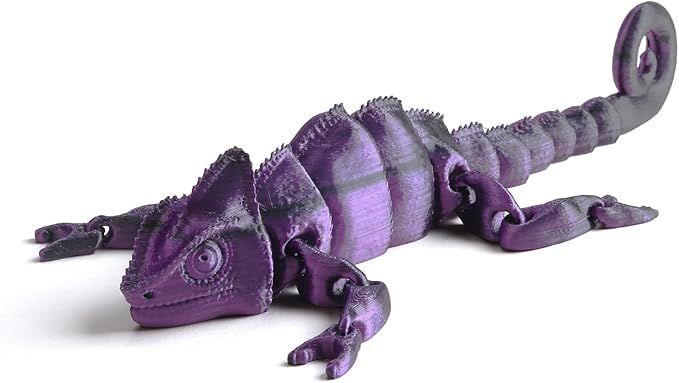 3D Printed Articulated Chameleon Fidget Toy - 12Inch PLA Flexible Lizard Figurine with Movable Joints, Stress Relief Desk Decor & Unique Gift for Reptile Lovers, Kids & Adults