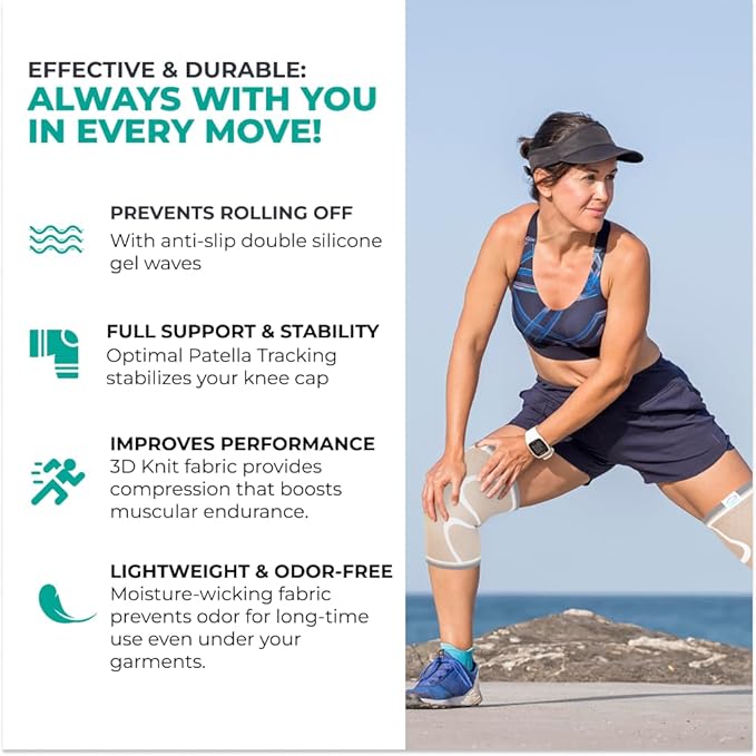 Modvel Compression Knee Brace for Women & Men - 2 Pack Knee Brace for Women Running Knee Pain, Knee Support Compression Sleeve, Workout Sports Knee Braces for Meniscus Tear ACL & Arthritis Pain Relief