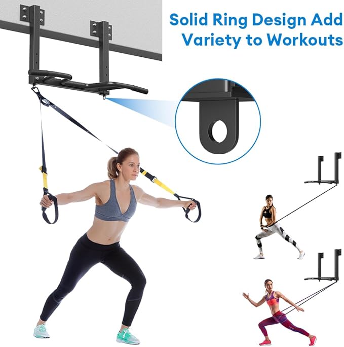 Wall Mount Pull Up Bar, Joist Mount Pull Up Bar, Beam and Rafter Mounted Chin Up Bar for Home Gym With Wood Mount and Wall Mount Screws