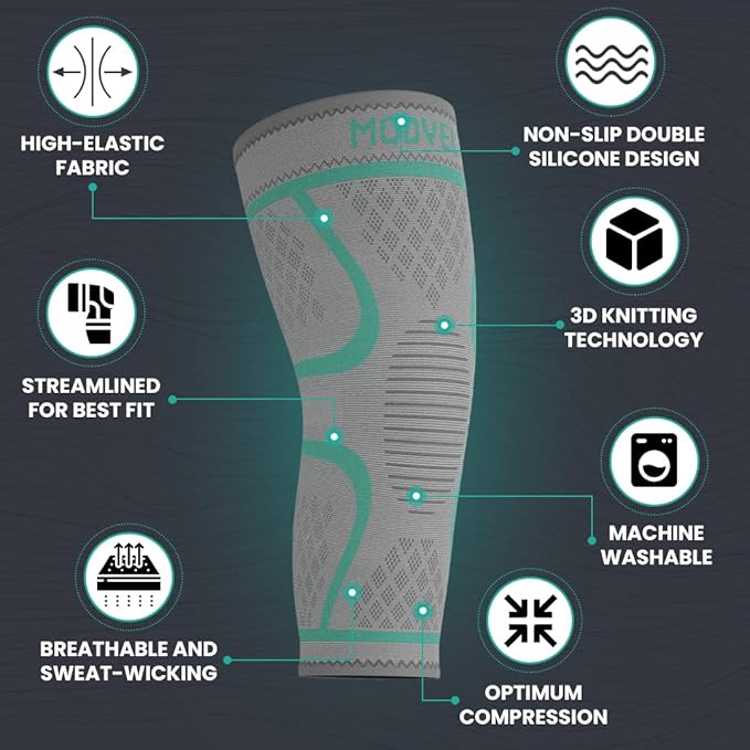 Modvel Compression Knee Brace for Women & Men, 2-Pack Knee Brace for Running Knee Pain, Knee Support Compression Sleeve, Workout Sports Knee Braces for Meniscus Tear, ACL & Arthritis Pain Relief