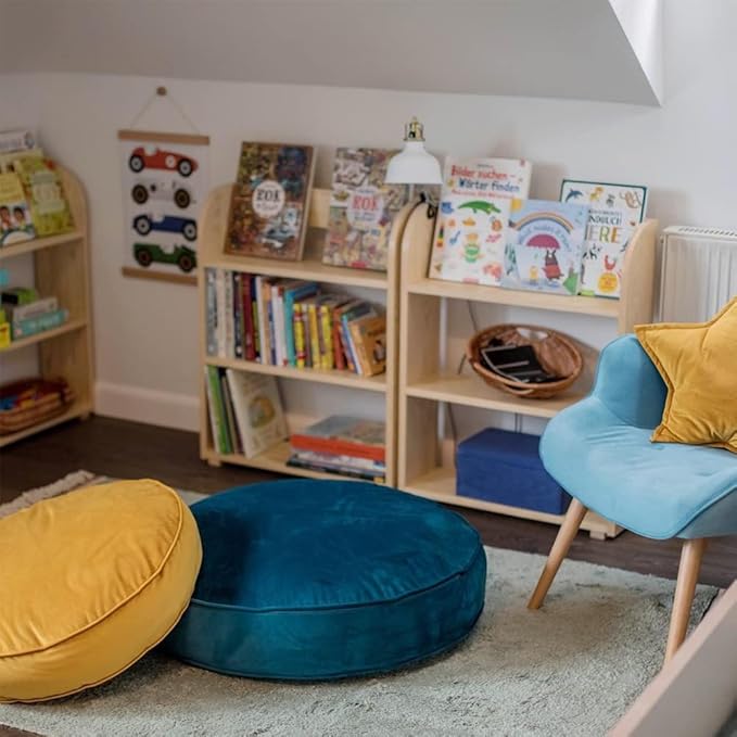 Round Floor Pillow Cover Velvet Throw Seating Pouf Yoga Meditation Cushion Plush Case Reading Room Decor Cover Only (25.6IN, Dark Blue)