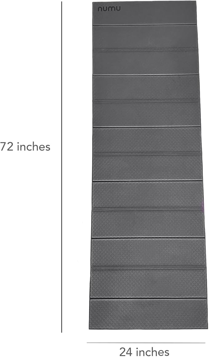 Numu Foldable Yoga Mat with Yoga Carrying Strap - Nonslip, Lightweight, and Portable 1/4” Inch Thick Workout Exercise Mat - Perfect for Easy Storage and Travel