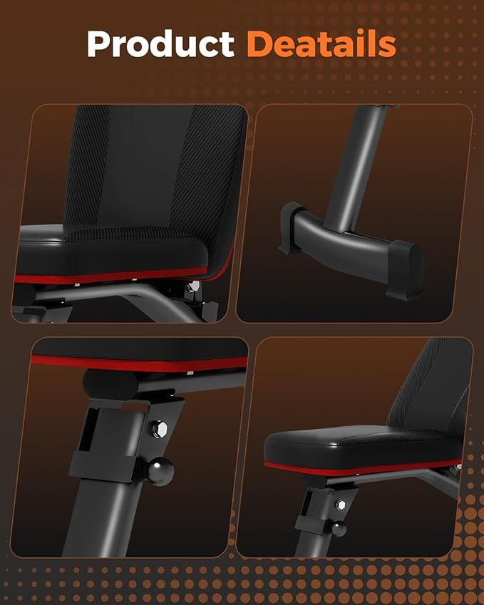 Adjustable Weight Bench for Home Gym, Foldable Workout Bench with 5 Backrests, 660LBS Stable Incline Decline Bench for Full Body Workout, 2 Sec Fast Folding Strength Training Sit Up Bench