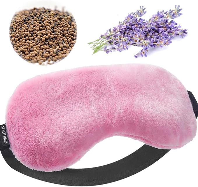 Umisleep Lavender Eye Mask, 0.45 lb Aromatherapy Weighted Eye Mask for Dry Eyes, Sleep Mask for Men Women, Hot Therapy Eye Cover for Compression Pain Relief, Eye Pillow for Puffy Eyes, Sinus Pain-Pink
