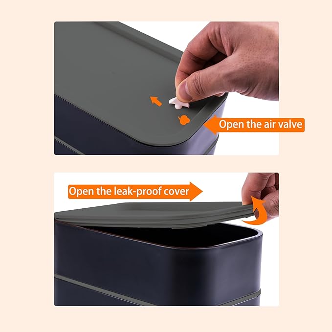 Bento Box Adult Lunch Box with lunch bag,Japanese Lunch Box Containers for Adult,Bento lunch Box with Leakproof 54OZ Black (black lid