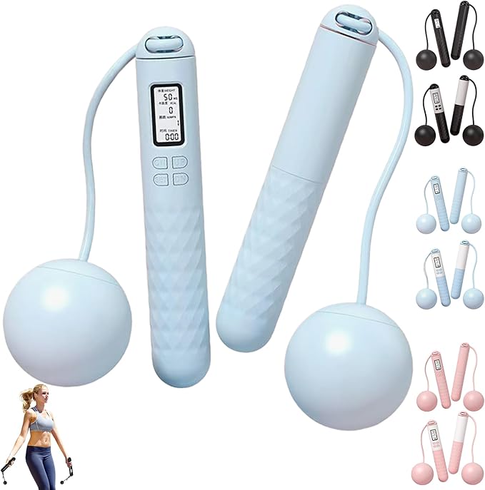 Runaivete Skipping Rope with Counter, Cordless Jump Ropewith LCD Display, Smart Weighted Jump Rope, Displaying Jump Count, Time&Calories Burned Counting Jumprope for Fitness&Lose Weight