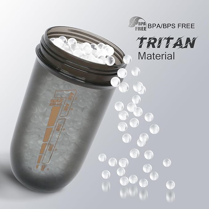 20 oz protein shaker bottle, TRITAN Plastic, BPA/BPS Free Whey Protein Drink Cups for Pre-Workout and Gym, Blender Shaker for Blending Protein Shakes, Overnight Oats and Smoothies (orange)