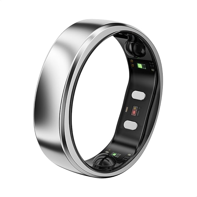 RingConn Gen 2 Air, Ultra-Thin AI Smart Ring, 10-Day Battery Life, Fitness/Sleep/Stress/HR Tracker for Women&Men, No App Fee for Standard Features, iOS & Android Compatible (Size 12, Galaxy Sliver)