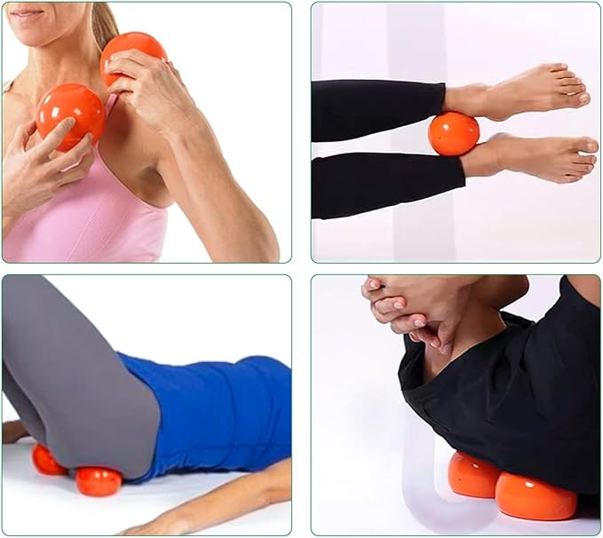 Yoga Massage Ball Smooth Ball – 4 inches Adjustable Firmness Massage Roller Balls for Back, Neck & Floor Therapy – Gentle Deep Muscle Relief for Sensitive Soft Tissue (red)