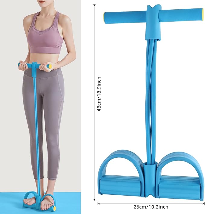 Multi-Function Tension Rope – 4 Tube Resistance Bands with Handles – Sit Up Exercise Equipment Home Gym Tummy Trainer for Men Women