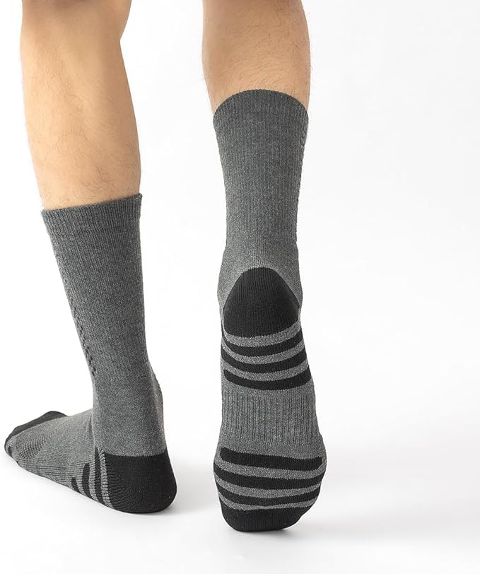 JOYNÉE 8 Pairs Mens Crew Athletic Work Long Socks Calf Cushioned Socks for Sports Running Workout Gym