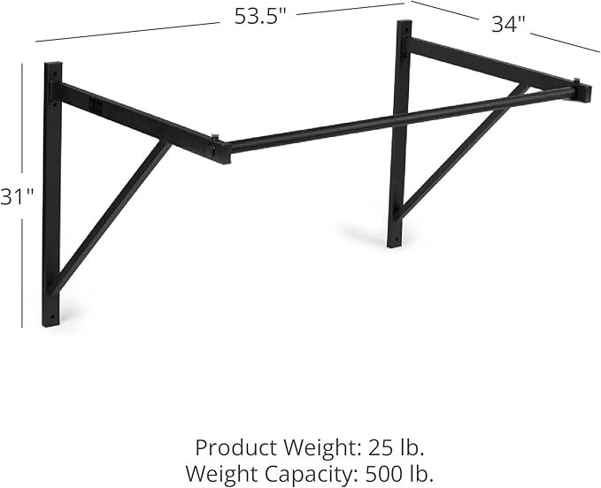 Titan HD Wall Mounted Pull Up Chin Up Bar with 8 in. Wood Olympic Gymnastic Rings - 1.5 in. W Heavy Duty Thick Straps &