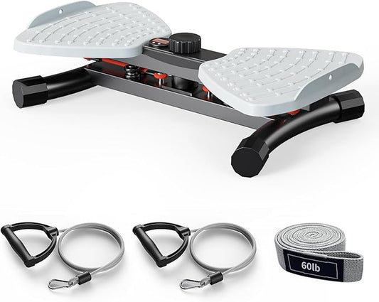 Waist Twister Ab Machine, 300 lbs Capacity Exercise Twist Board with Resistance Bands, Core Trainer Belly Fat Burner, Noiseless Waist Sculptor with Foot Massage