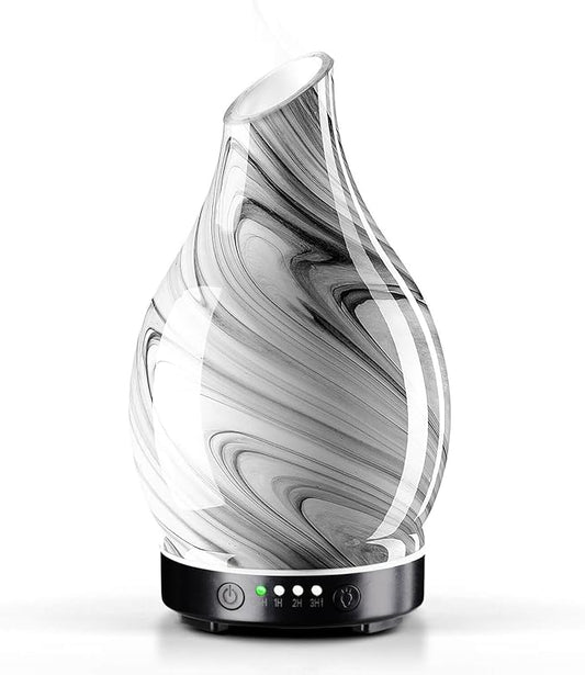 Porseme 150ml Essential Oil Diffuser Glass Color Changing Aroma Air Diffusers Aromatherapy Ultrasonic Cool Mist Humidifier 6 Running Hours Waterless Auto-Off for Sleeping Yoga Office (Mini Blue Ink)