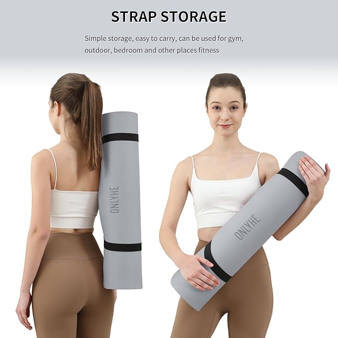 Yoga Mat Extra thick 8mm Exercise mat, Soft Lightweight TPE Fitness Mat with strap, High Elasticity, Anti-fatigue,non-slip mat for Women, Yoga, Camping, Travel, Gym & Outdoor | 72"L x 0.32"Th