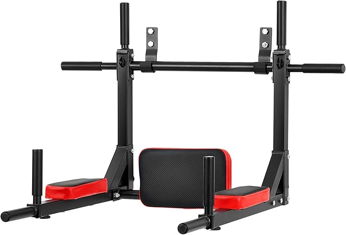 VEVOR Multifunctional Pull Up Bar, Wall Mounted Chin Up Bar Dip Station for Home Gym, Heavy Duty Steel Upper Body Workout Pull Ups, Power Tower Set Training Equipment Fitness, 440 lbs Weight Capacity