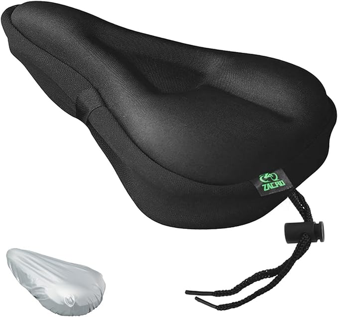 Zacro Bike Seat Cushion - Gel Padded Bike Seat Cover for Men Women Comfort, Extra Soft Exercise Bicycle Seat Compatible with Peloton, Outdoor & Indoor Bike Saddles