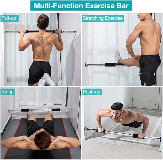 Pull Up for Doorway, Adjustable Door Mounted Chinning Heavy Duty Steel Body Workout Chin Up for Home Gym Exercise Fitness