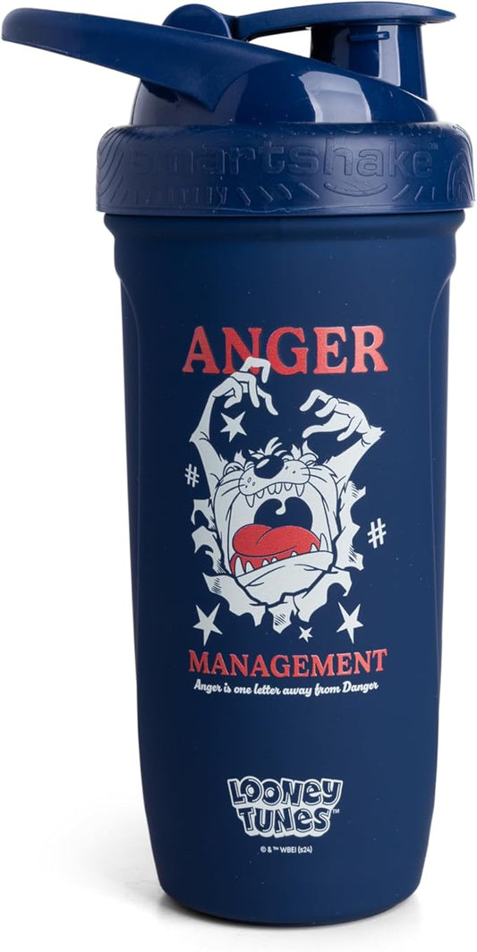 Smartshake Looney Tunes Reforce Stainless Steel Protein Shaker Bottle 900 ml | 30 oz - Leakproof Screw-on Lid - BPA Free – Unisex - Non Insulated (Tasmanian Devil)