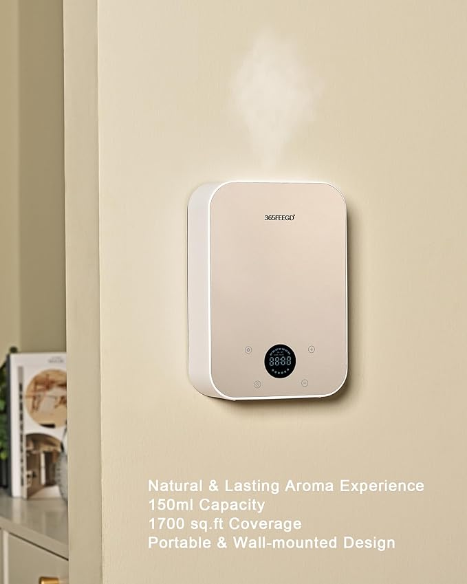 Waterless Oil Diffuser - Pure Essential Oil Diffuser with App Control - 150ml/1700 Sq.Ft. Coverage for Effective Aromatherapy in Home/Office/Hotel (White Gold)