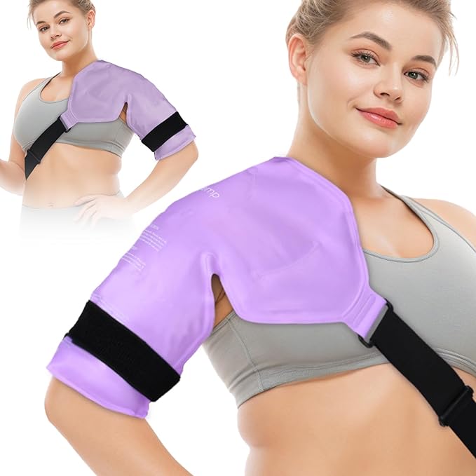 Comfytemp Shoulder Ice Pack Rotator Cuff Cold Therapy Wrap, Ice Packs for Injuries Reusable Gel, Instant Compression for Shoulder Pain Relief, Surgery Recovery Gifts (Large), Purple