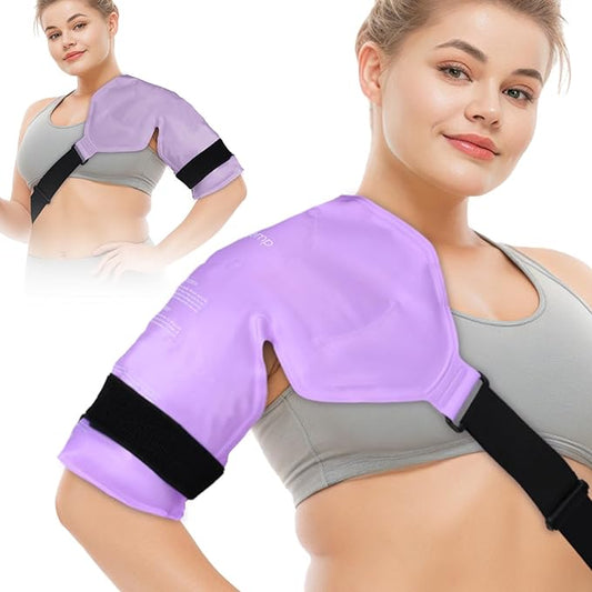Comfytemp Shoulder Ice Pack Rotator Cuff Cold Therapy Wrap, Ice Packs for Injuries Reusable Gel, Instant Compression for Shoulder Pain Relief, Surgery Recovery Gifts (Large), Purple