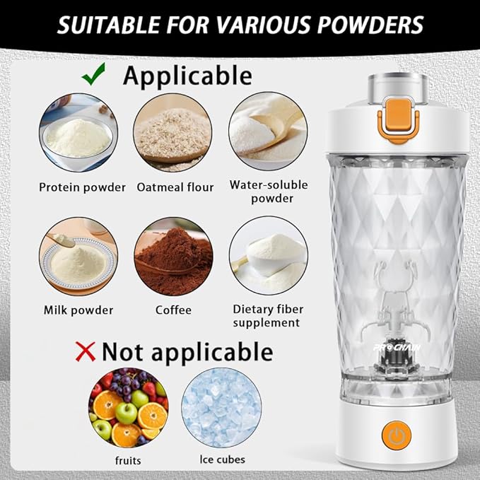 Electric Protein Shaker Bottle, USB Rechargeable Mixing Cup, Water Drink Mixer Portable Bottles for Gym Sport, BPA-Free Tritan, 22oz