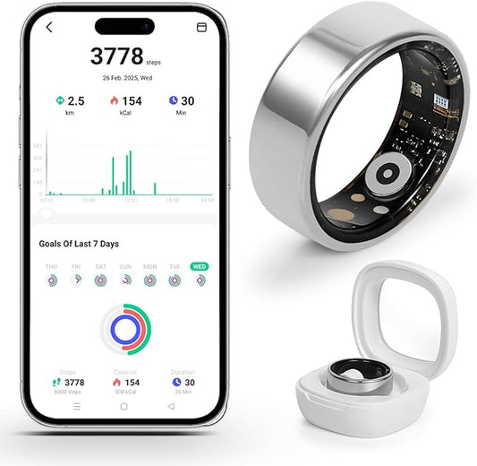 Smart Ring for Women and Men – Fitness & Health Smart Ring with Heart Rate and Sleep Tracking – Waterproof Activity & Wellness Ring Compatible with iPhone and Android