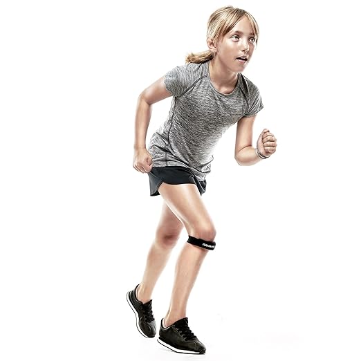 Rehband patella knee strap children, patella support band junior, pressure pad patella for runners knee and patella tip syndrome relieves pain, Colour:Black, Size:One Size