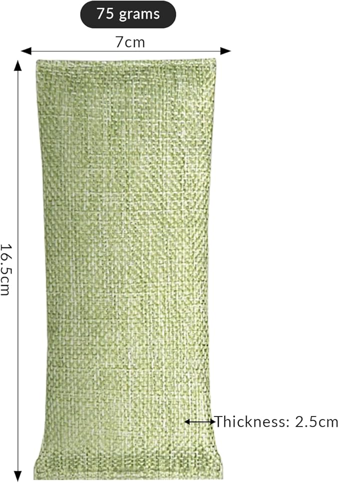 4 Pack charcoal odor absorber,Bamboo Charcoals Air Purifying Bag Charcoals Deodorizer Eliminator for Strong Odors in Car, Closet, Shoe, Basement (75G*4 Pack Light Green, Unscented)