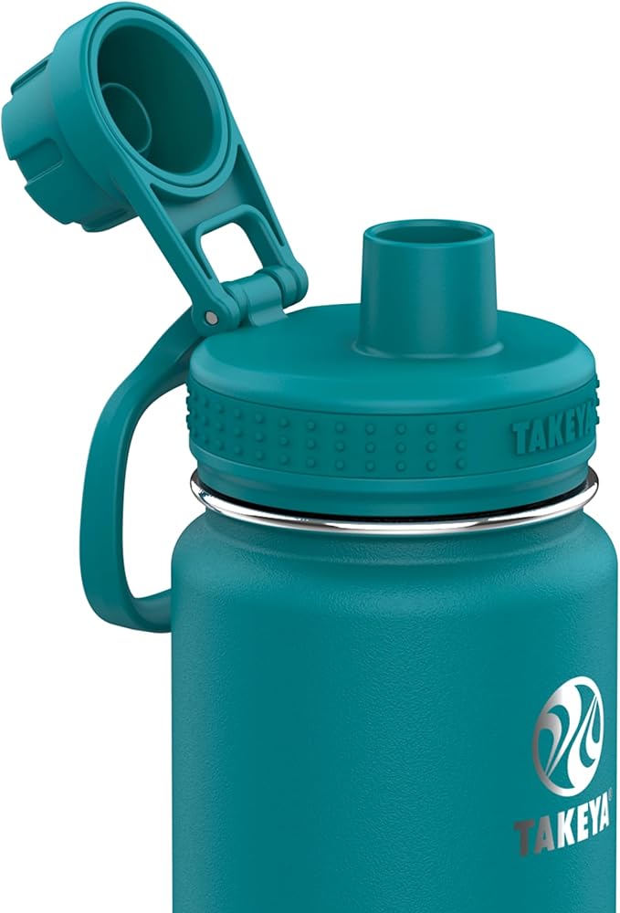 Takeya Actives Water Bottle with Spout Lid - Bottle with Double Stainless Steel Insulation - Dishwasher Safe & BPA-Free - Bottle with Spout Lid & Removable Bumper - 24 oz, Mystic Blue